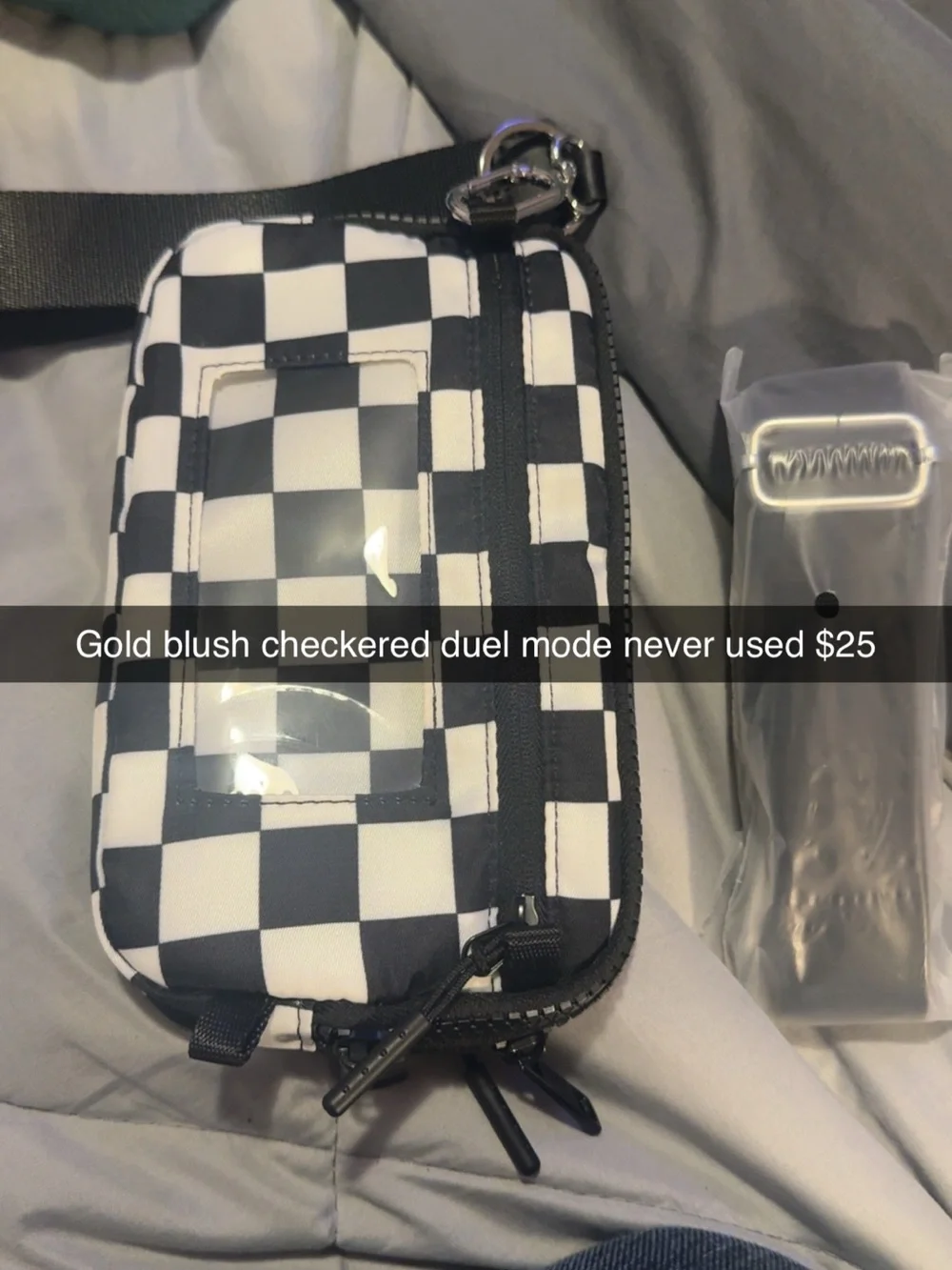 Checkered Dual-Mode Phone Crossbody Bag - Black & White